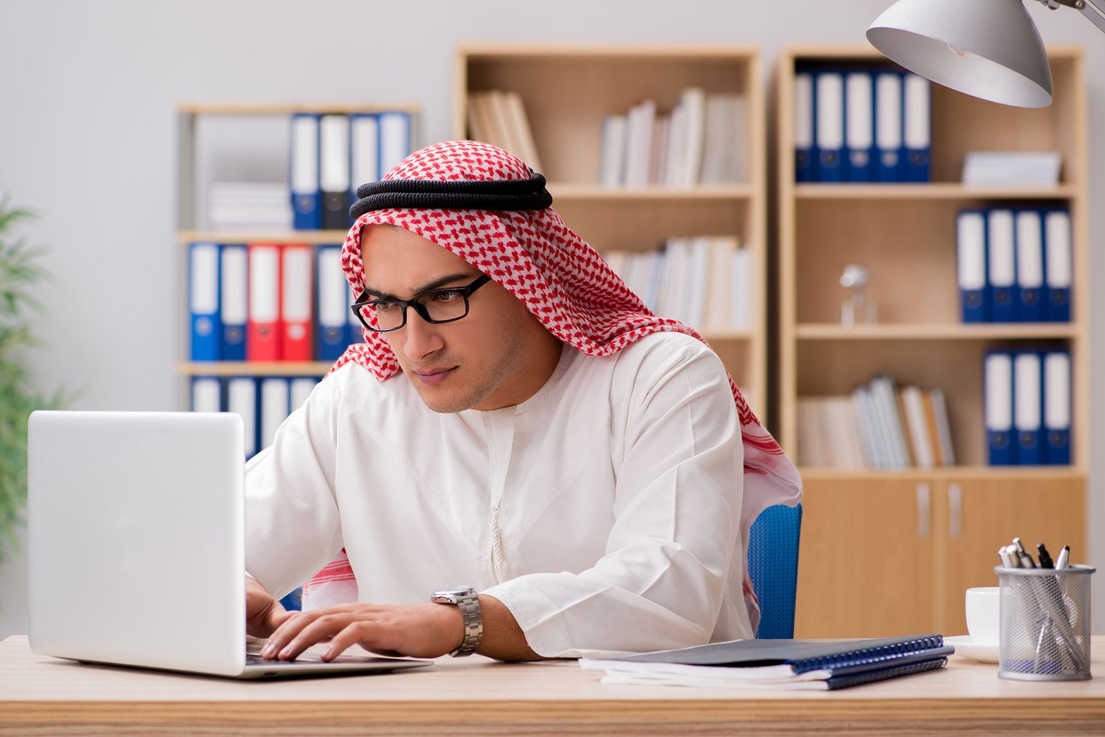 arab businessman working office